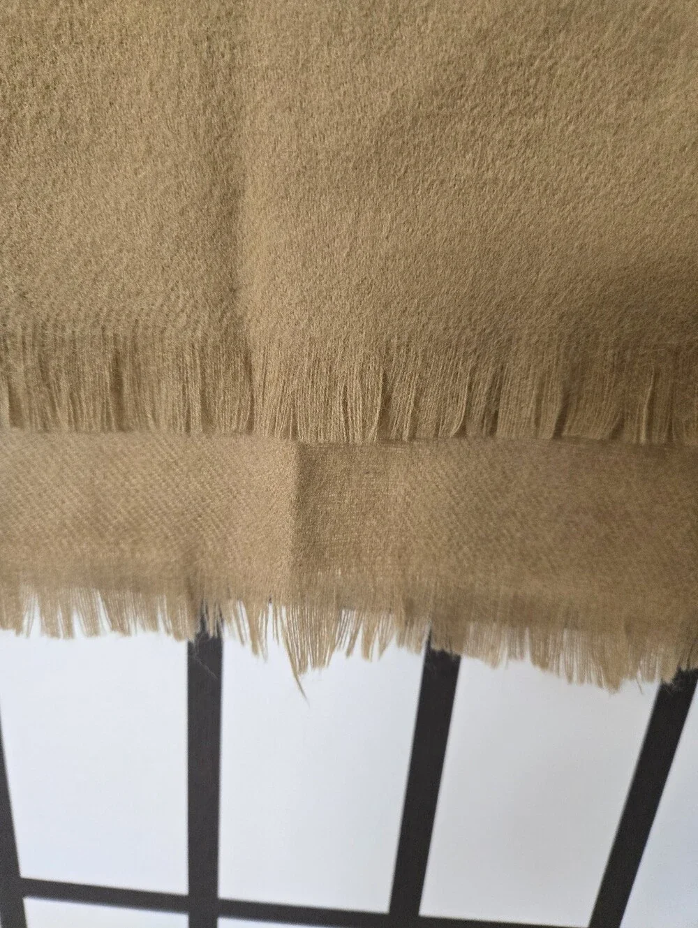 Christian Dior Beige 100% Merino Wool Frayed Scarf